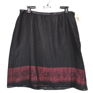 NWT First Issue Liz Claiborne Black Sheer Overlay Knee-Length Skirt Plus Sz 18W